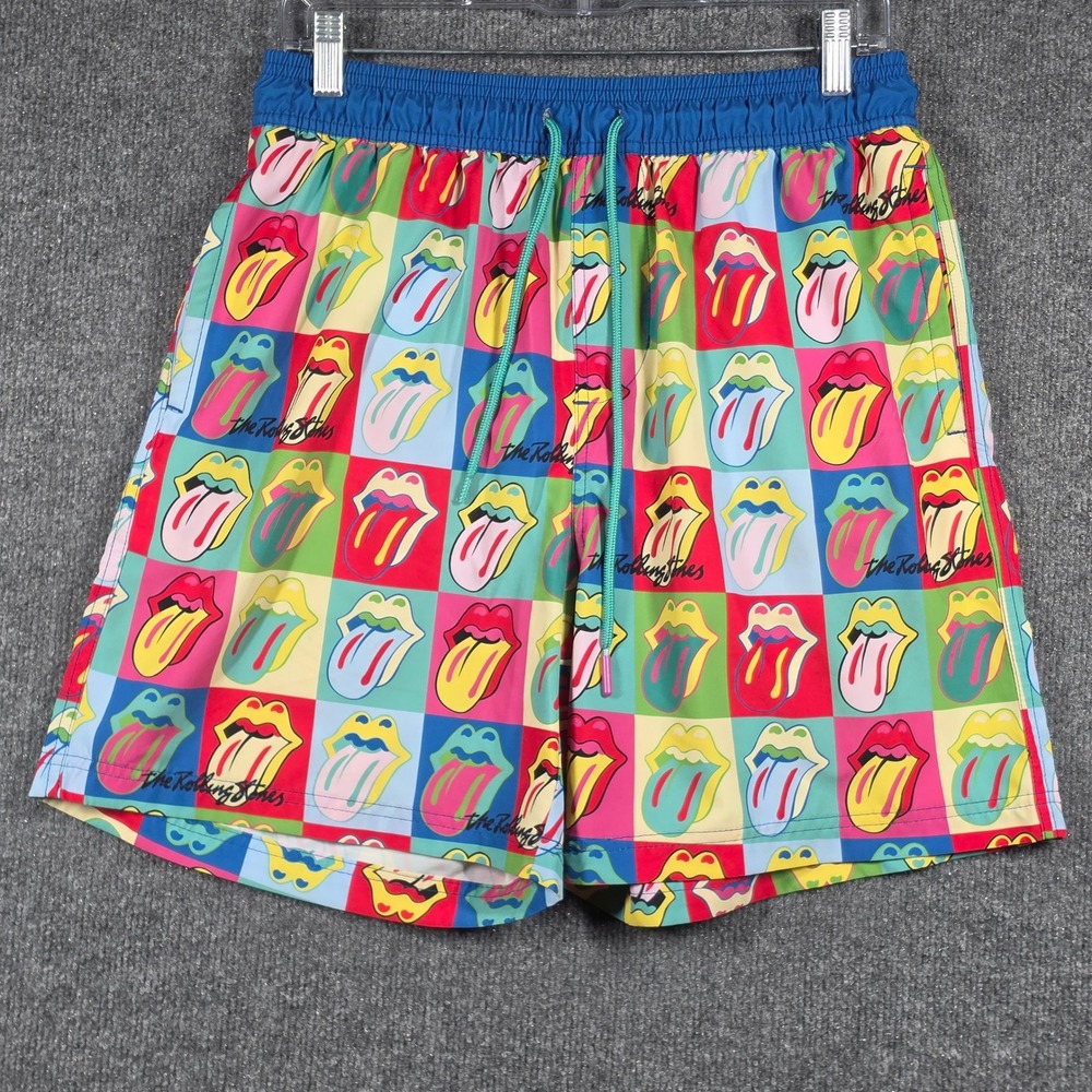 The Rolling Stones Swim Trunks Mens Medium Tongue Logo Shorts